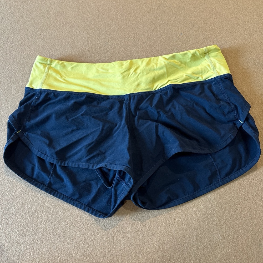 Lululemon Athletica Navy and Yellow Athletic Shorts